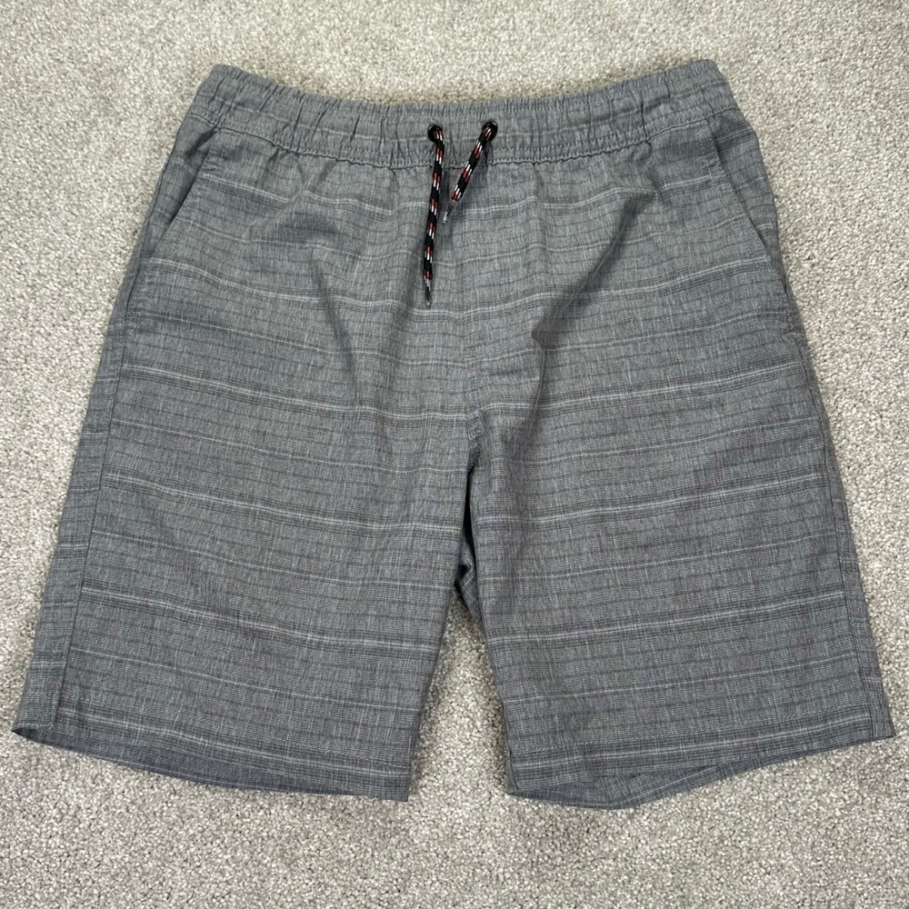 Departwest Youth Large 14-16 Shorts Gray Textured Elastic Drawstring Skater Surf